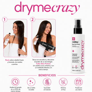 Dryme Crazy Mini Travel Size 100 ml motika  | Acelerador de Secado y Protección Térmica